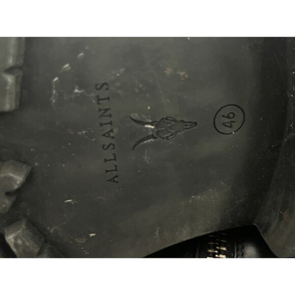 AllSaints Piero Combat Ankle Boots •EU 46/US 13• Black Leather Zipper $349